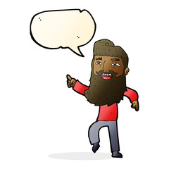 cartoon man with beard laughing and pointing with speech bubble