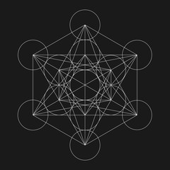 Metatron's Cube. Flower of life. Vector Geometric Symbol isolated. Sacred Geometry