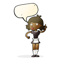 cartoon surprised maid with speech bubble