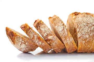 Sliced bread isolated on white background