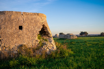 Countryside with trullo houses near Polignano a Mare. Apulia region, Italy.