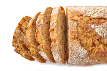 Sliced bread isolated on white background