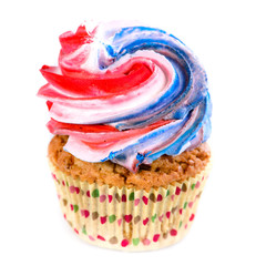 closeup of tasty cupcake (shallow DOF), isolated on white backgr