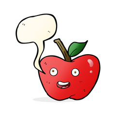 cartoon apple with speech bubble