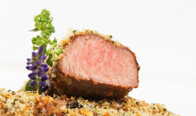 Closeup of delicious breaded pork fillet.