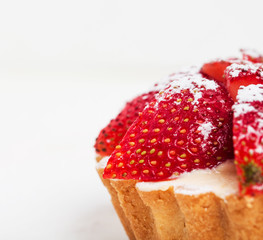 Delicious strawberry shortcake with whipped cream.