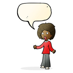 cartoon surprised woman with speech bubble