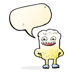 cartoon happy tooth with speech bubble