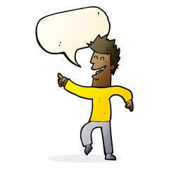 cartoon man pointing and laughing with speech bubble