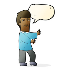 cartoon grumpy man with speech bubble