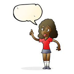 cartoon pretty woman with idea with speech bubble
