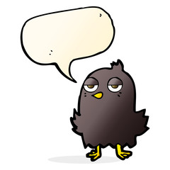 cartoon bored bird with speech bubble