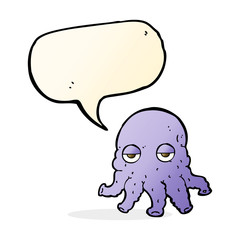 cartoon alien squid face with speech bubble