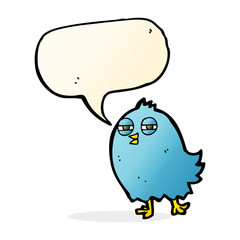 funny cartoon bird with speech bubble
