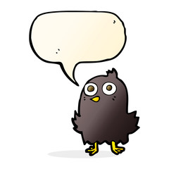 funny cartoon bird with speech bubble