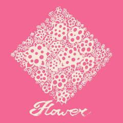 Decorative circular flowers with calligraphic letters