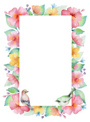 Watercolor rectangular frame.