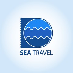 Creative Travel Acency logo - Ticket and Ocean - design vector template