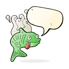 cartoon smelly fish with speech bubble