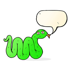 funny cartoon snake with speech bubble