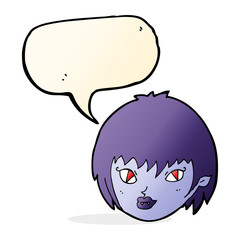 cartoon vampire girl face with speech bubble