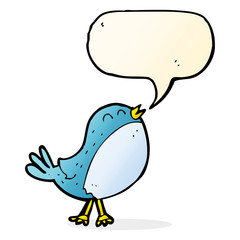 cartoon singing bird with speech bubble
