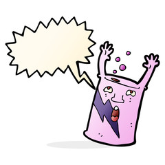 cartoon soda can character with speech bubble