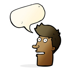 cartoon shocked male face with speech bubble