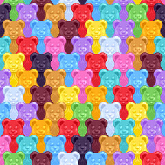 Seamless gummy bears candies background.