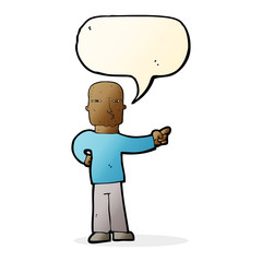 cartoon pointing man with speech bubble