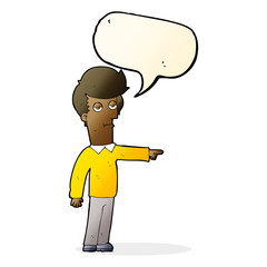 cartoon pointing man with speech bubble