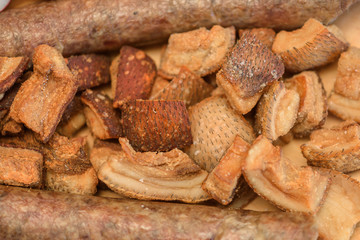 Appetizers with greaves on  white plate