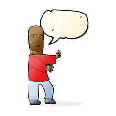 cartoon tough man  with speech bubble