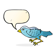 cartoon garden bird with speech bubble
