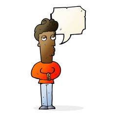 cartoon arrogant man with speech bubble