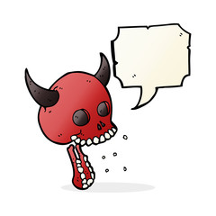 cartoon spooky skull with speech bubble