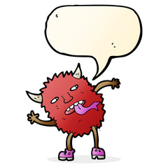 funny cartoon monster with speech bubble