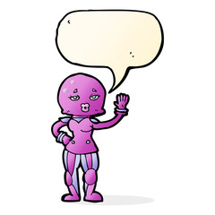 cartoon female astronaut with speech bubble