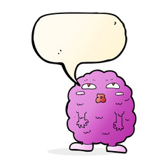 funny cartoon monster with speech bubble