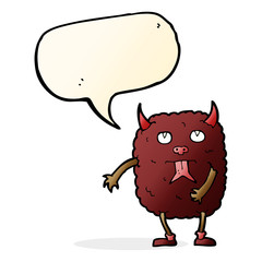 funny cartoon monster with speech bubble