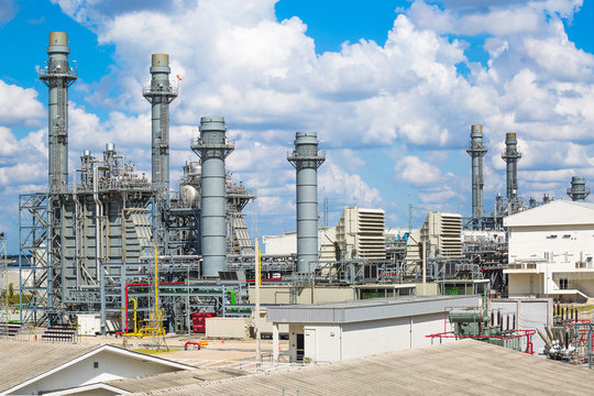 Steam Turbine Power Plant With Cloudy Sky