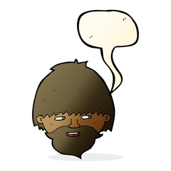 cartoon bearded man with speech bubble