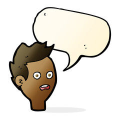 cartoon shocked man with speech bubble