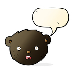 cartoon black bear face with speech bubble
