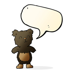 cartoon teddy black bear with speech bubble