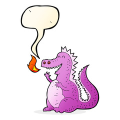 cartoon fire breathing dragon with speech bubble
