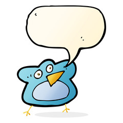 funny cartoon robin with speech bubble