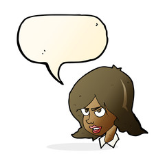 cartoon annoyed woman with speech bubble