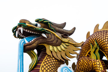 Big dragon statue head on isolated background, Supanburi , Thailand