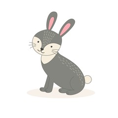 Cute cartoon rabbit isolated on white background